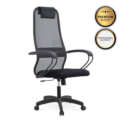 Καρέκλα γραφείου Prince Megapap με ύφασμα Mesh χρώμα γκρι - μαύρο 66,5x70x123/133εκ.