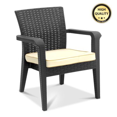 Πολυθρόνα κήπου Majorca Megapap από PP χρώμα ανθρακί 66x62x81εκ.