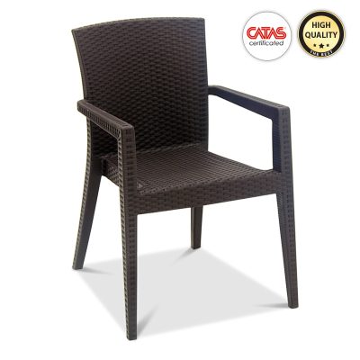 Πολυθρόνα κήπου Bali Megapap από PP χρώμα καφέ 57x60x85εκ.