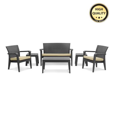 Σετ κήπου 6 τμχ. Majorca Megapap από PP χρώμα ανθρακί