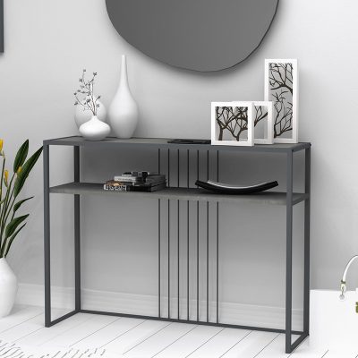 Κονσόλα Kary Megapap μεταλλική - μελαμίνης χρώμα γκρι σκυροδέματος 120x33x90εκ.