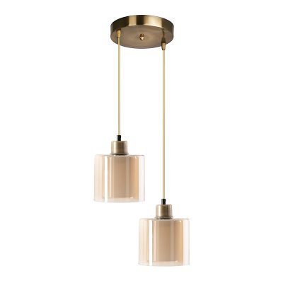 Φωτιστικό οροφής Oriana Megapap E27 μεταλλικό - γυάλινο δίφωτο χρώμα χρυσό 25x25x70εκ.