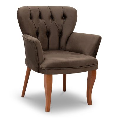 Πολυθρόνα Sebastian Megapap βελούδινη χρώμα καφέ 68x62x81εκ.