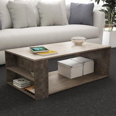 Τραπεζάκι σαλονιού Gennaro Megapap μελαμίνης χρώμα γκρι oak - dark atelier 110x60x40εκ.