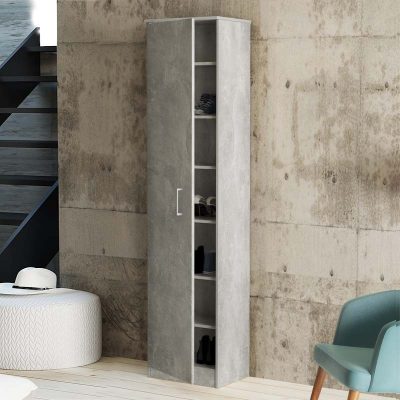 Παπουτσοθήκη μελαμίνης Terzo Megapap 14 ζευγών χρώμα γκρι σκυροδέματος 45x33x192εκ.