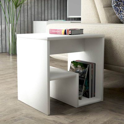 Κομοδίνο - Βοηθητικό τραπεζάκι μελαμίνης Alvize Megapap χρώμα λευκό 40x35x40εκ.