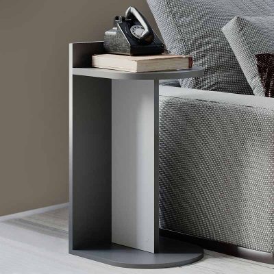 Τραπεζάκι βοηθητικό Dom Megapap μελαμίνης χρώμα ανθρακί - λευκό 30x34x60εκ.