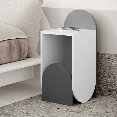 Κομοδίνο μελαμίνης Nun Megapap χρώμα λευκό - ανθρακί 32x32x71εκ.