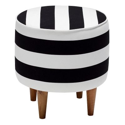 Σκαμπώ Fidik Megapap υφασμάτινο χρώμα λευκό - μαύρο 40x40x40εκ.