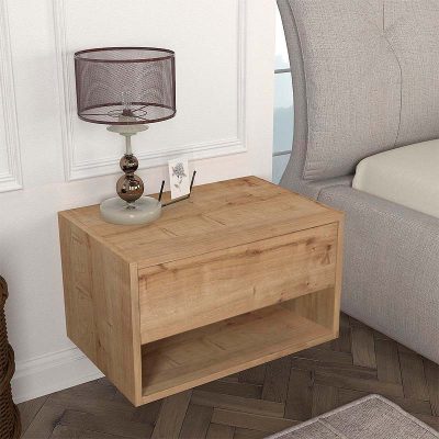 Κομοδίνο επιτοίχιο μελαμίνης Sone Megapap χρώμα sapphire oak 60x40x35εκ.