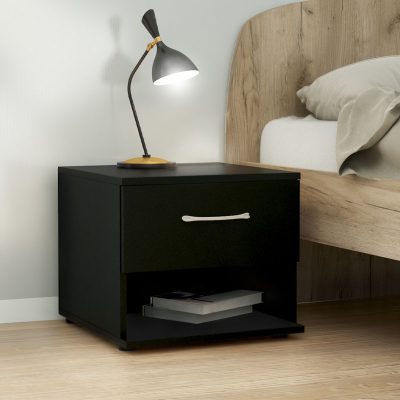 Κομοδίνο μελαμίνης Renato Megapap χρώμα μαύρο 44x35x43εκ.