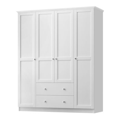 Ντουλάπα ρούχων Emily Megapap τετράφυλλη χρώμα λευκό 140x50x210εκ.