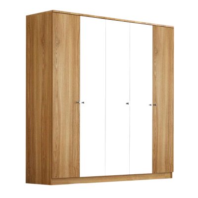 Ντουλάπα ρούχων Stefan Megapap πεντάφυλλη χρώμα sapphire oak - λευκό 175x50x182εκ.