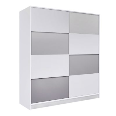 Ντουλάπα ρούχων Norva Megapap δίφυλλη συρόμενη με καθρέπτη χρώμα λευκό 160x50x182εκ.